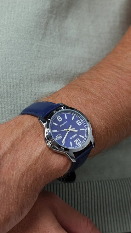 Casio MTP-V004L-2BUDF – Montre Homme Cadran Bleu Bracelet Cuir