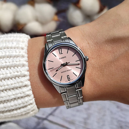 Casio LTP-V005D-4B – Montre Femme Acier Inoxydable Rose Élégante