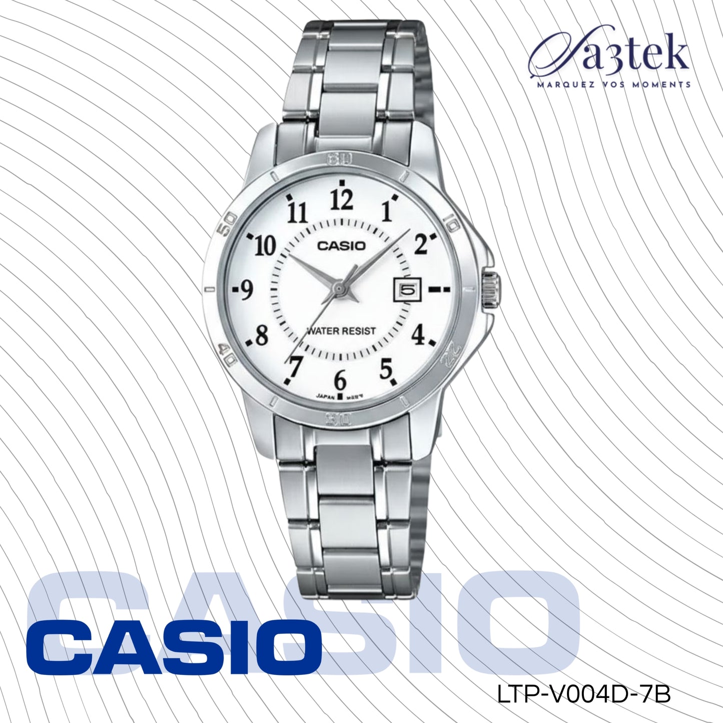 Casio LTP-V004D-7B – Montre Femme Acier Inoxydable Cadran Blanc