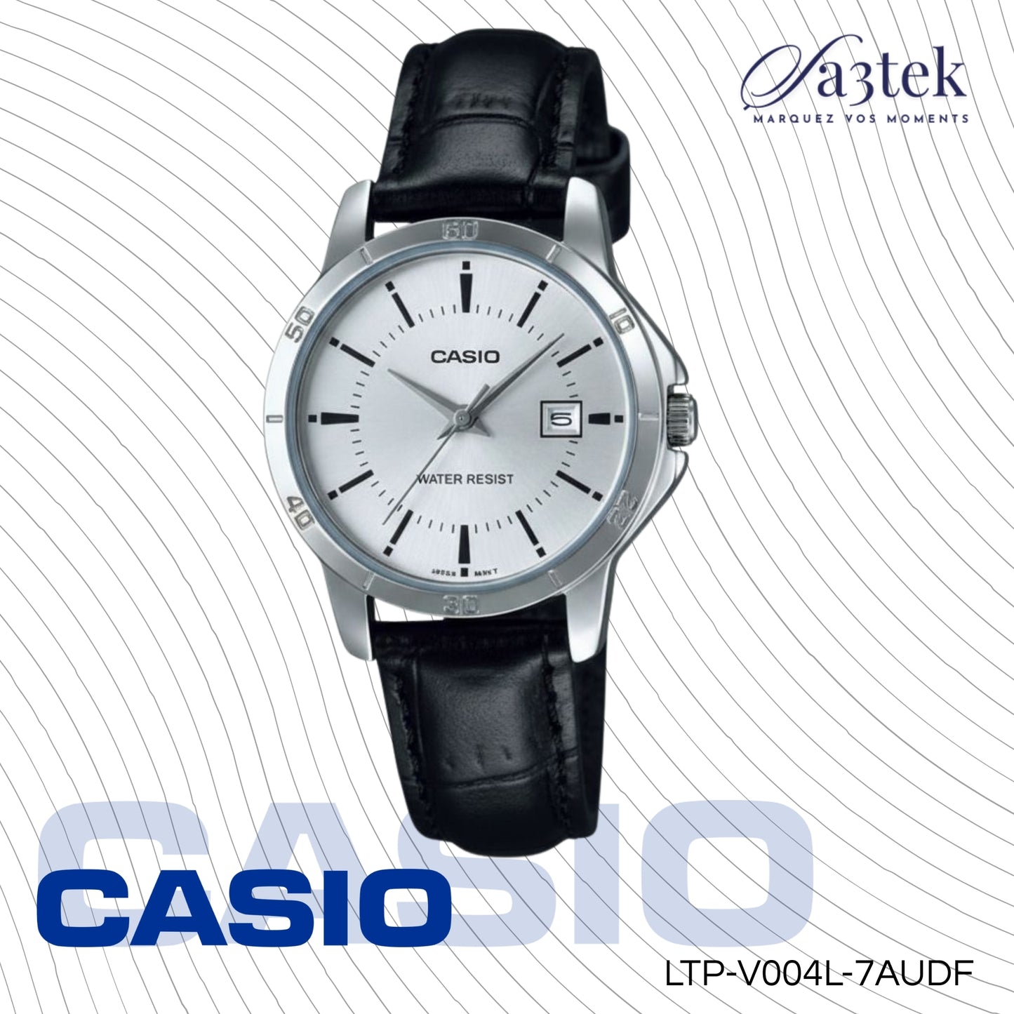 Casio LTP-V004L-7AUDF – Montre Femme Cuir noir Cadran Blanc