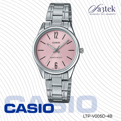 Casio LTP-V005D-4B – Montre Femme Acier Inoxydable Rose Élégante