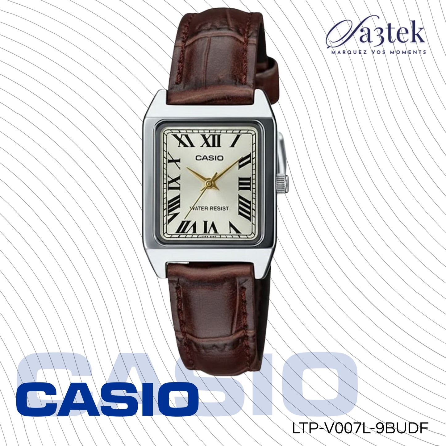 Casio LTP-V007L-9BUDF – Montre Femme Cuir Marron Cadran Champagne