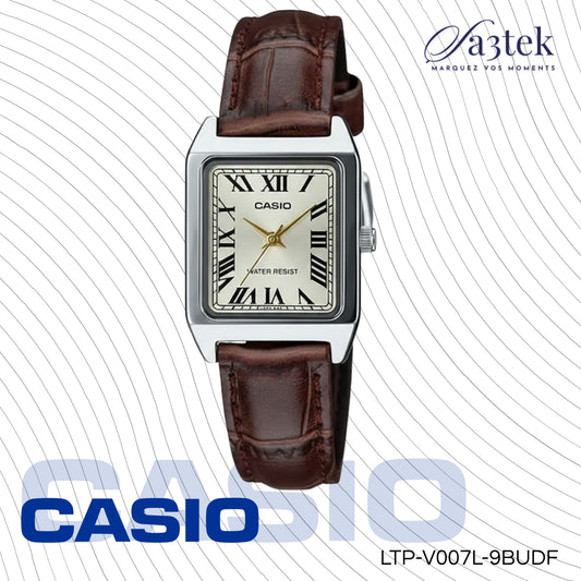 Casio LTP-V007L-9BUDF – Montre Femme Cuir Marron Cadran Champagne