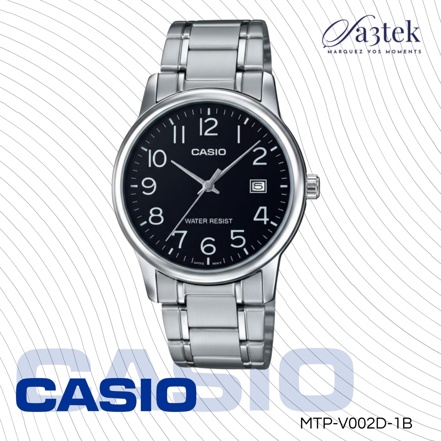 Casio MTP-V002D-1B – Montre Homme Acier Inoxydable Noir Classique