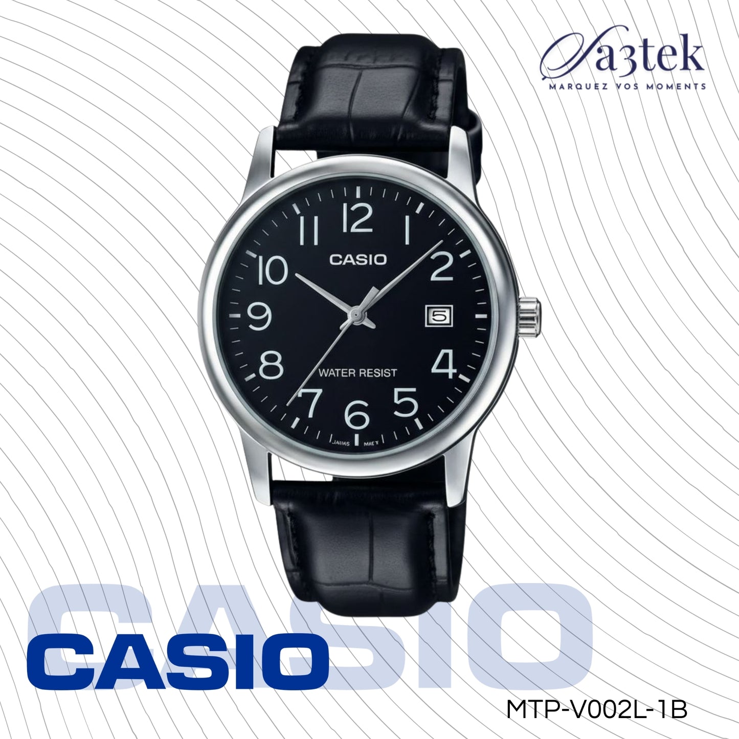 Casio MTP-V002L-1B – Montre Homme Élégante Bracelet Cuir Noir