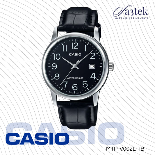 Casio MTP-V002L-1B – Montre Homme Élégante Bracelet Cuir Noir