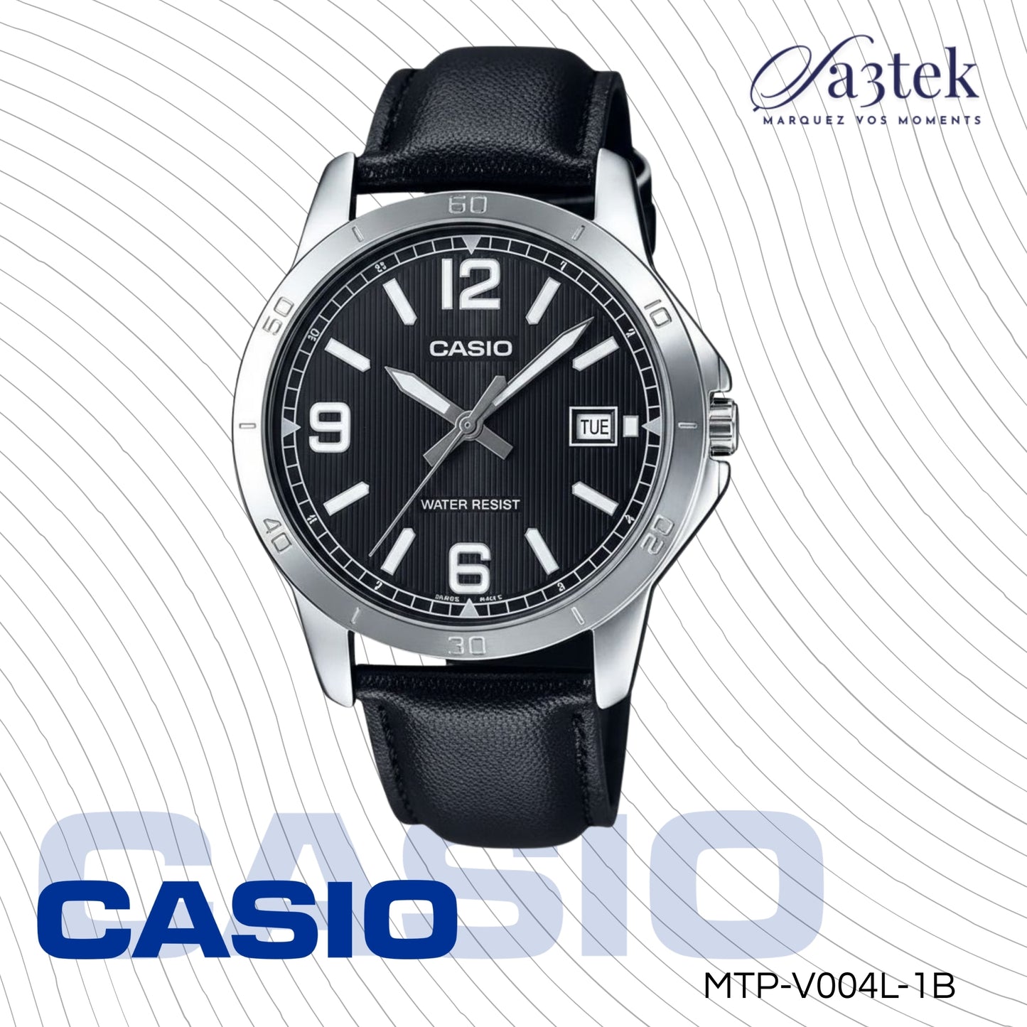 Casio MTP-V004L-1B – Montre Homme Classique Bracelet Cuir Noir