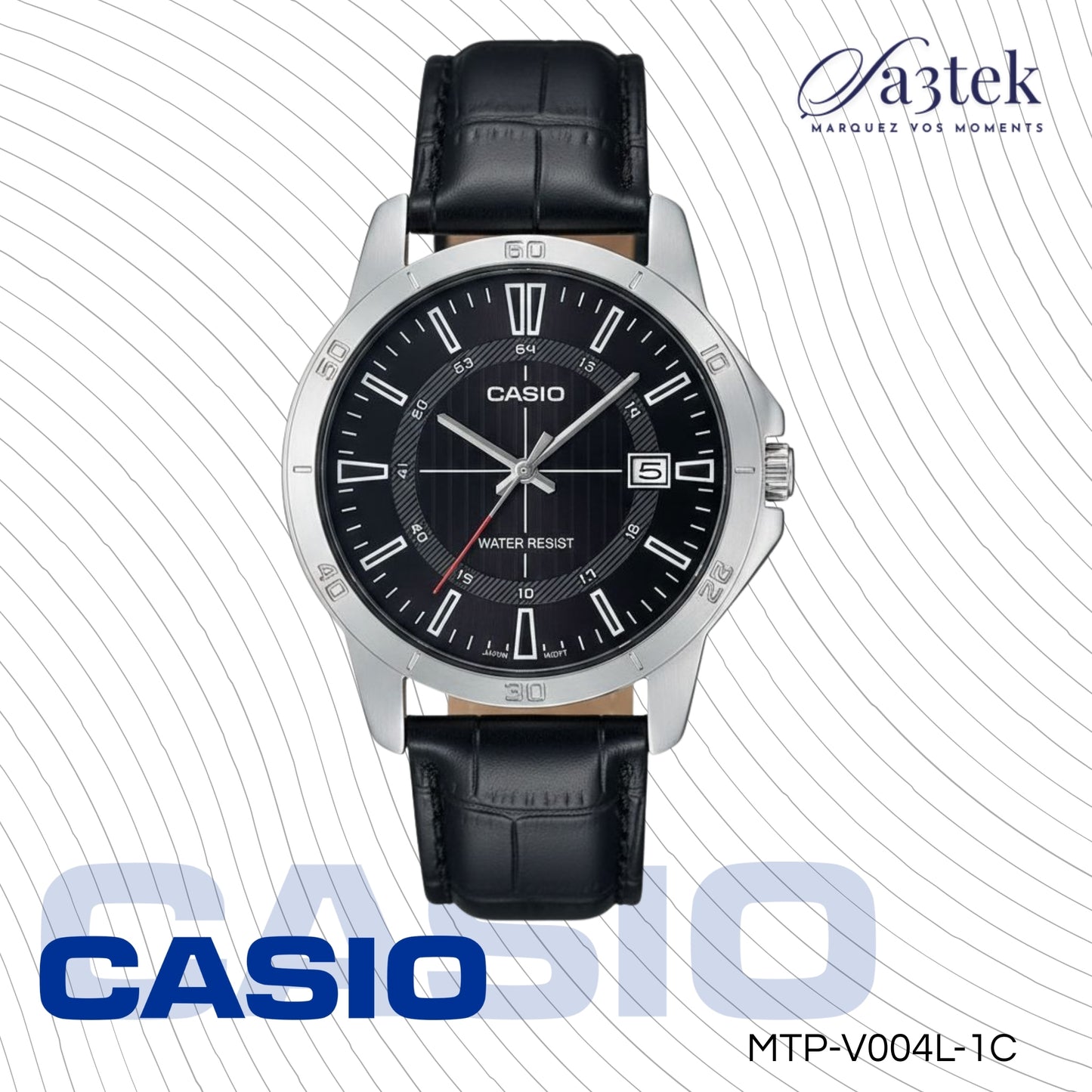 Casio MTP-V004L-1C – Montre Homme Classique Bracelet Cuir Noir