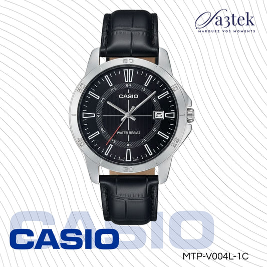 Casio MTP-V004L-1C – Montre Homme Classique Bracelet Cuir Noir