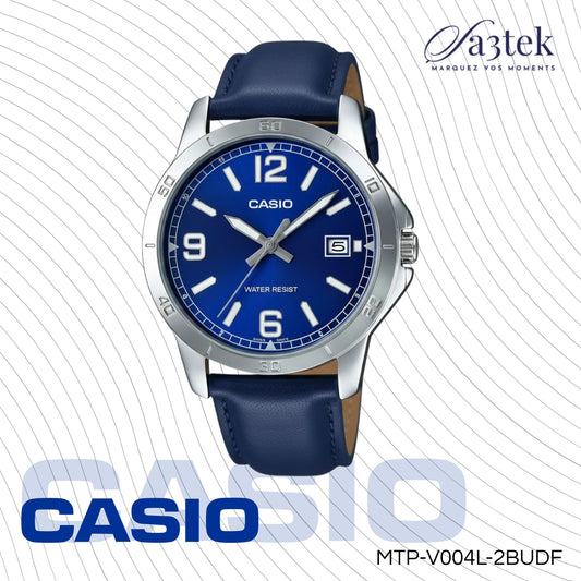 Casio MTP-V004L-2BUDF – Montre Homme Cadran Bleu Bracelet Cuir