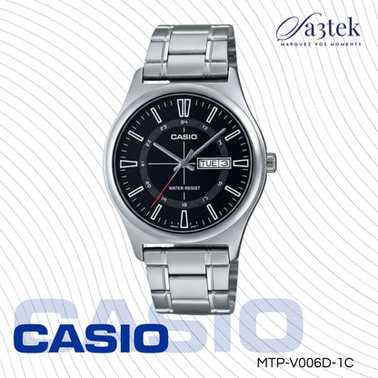 Casio MTP-V006D-1C – Montre Homme Acier Inoxydable Noir Classique