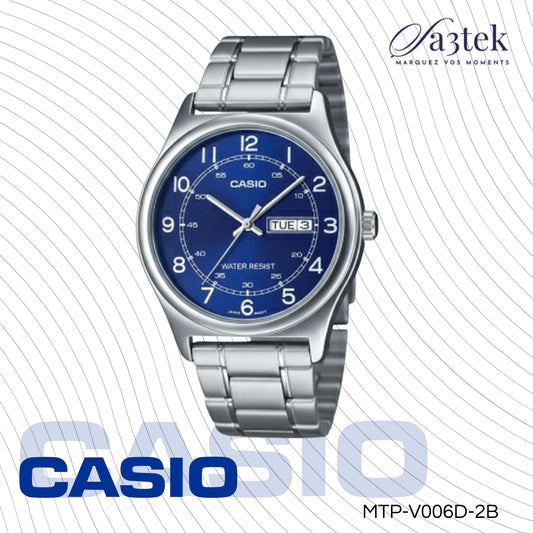 Casio MTP-V006D-2B – Montre Homme Acier Inoxydable Bleu Classique