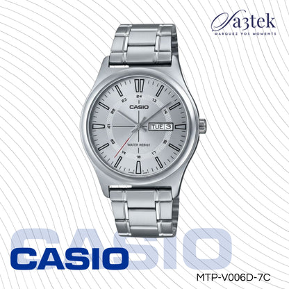 Casio MTP-V006D-7C – Montre Homme Acier Inoxydable Blanc Classique