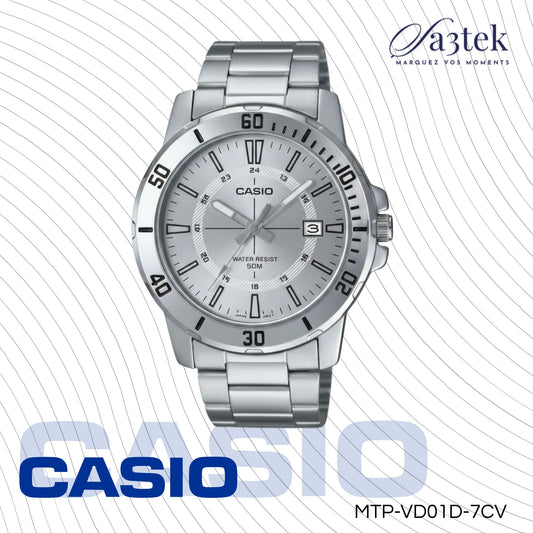 Casio MTP-VD01D-7CV – Montre Homme Acier Inoxydable Cadran Blanc
