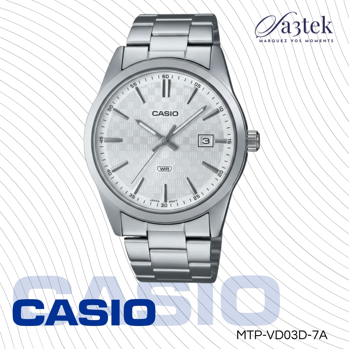 Casio MTP-VD03D-7A – Montre Homme Acier Inoxydable Cadran Blanc
