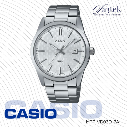 Casio MTP-VD03D-7A – Montre Homme Acier Inoxydable Cadran Blanc