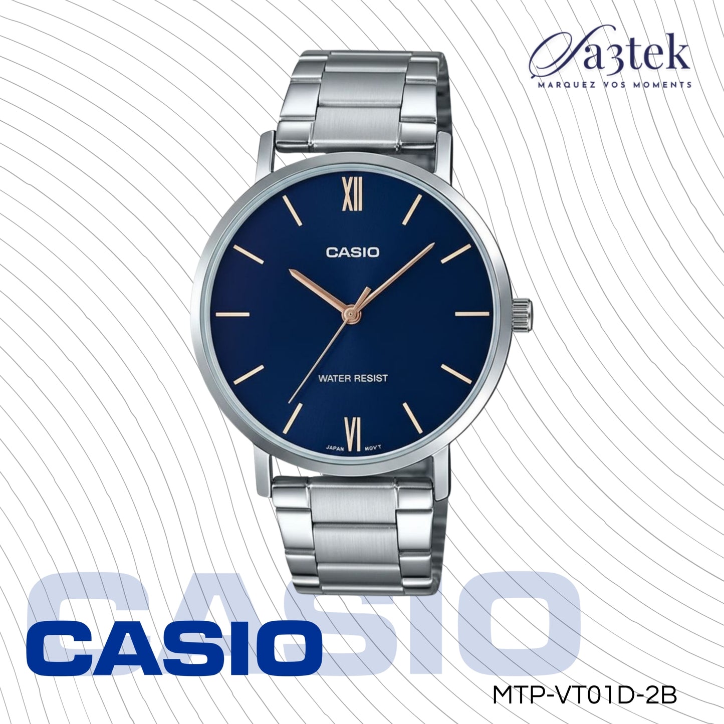 Casio MTP-VT01D-2B – Montre Homme Acier Inoxydable Bleu