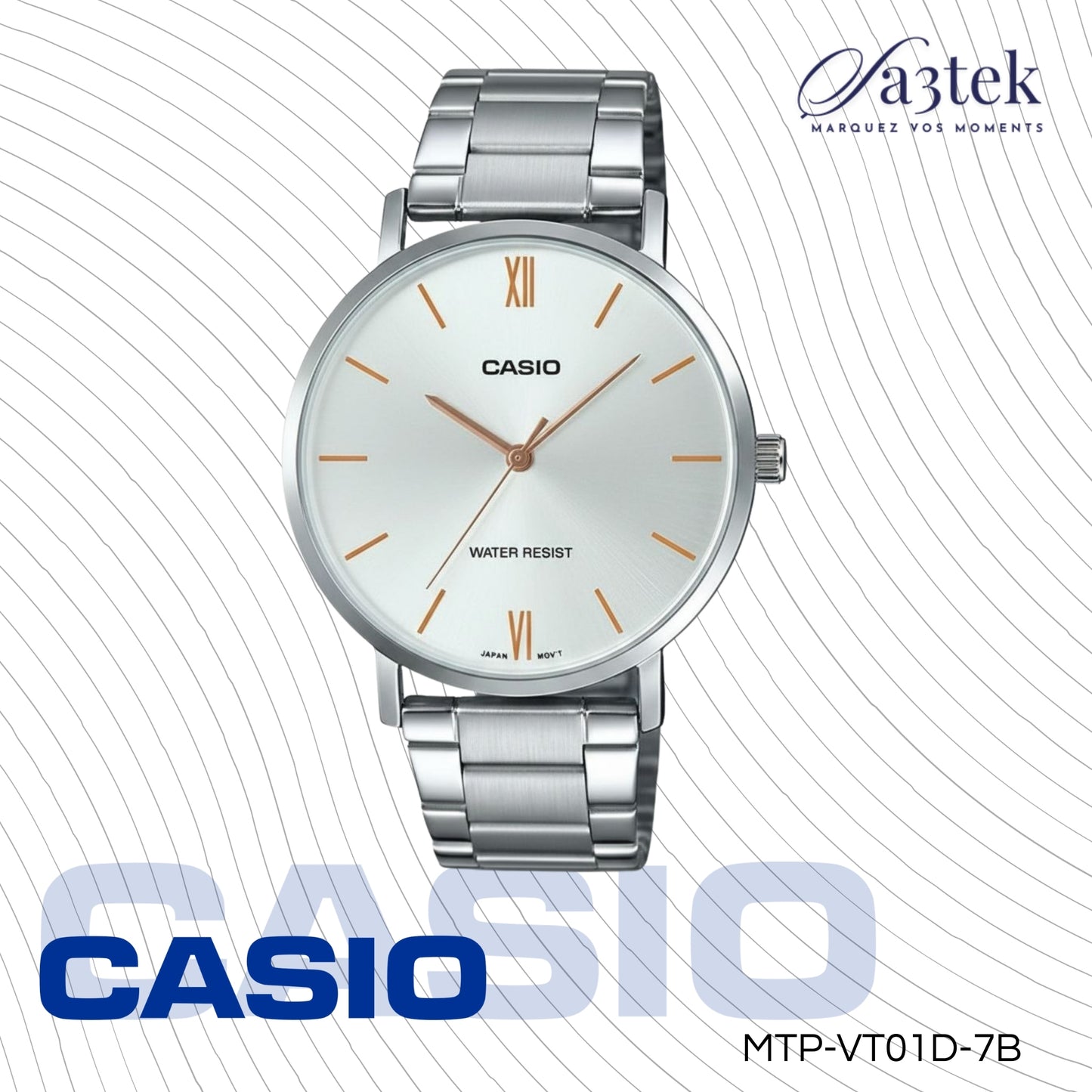 Casio MTP-VT01D-7B – Montre Homme Acier Inoxydable Blanc